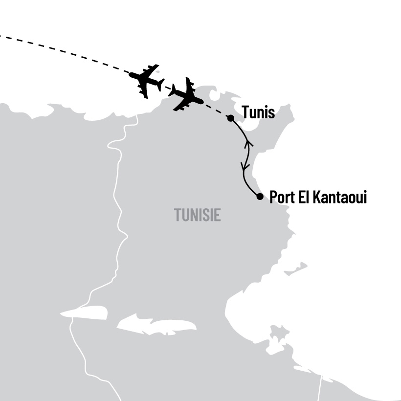 Long séjour en Tunisie map