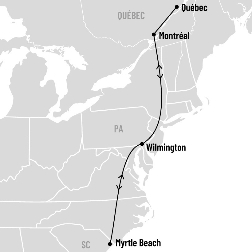 Les plages de Myrtle Beach map