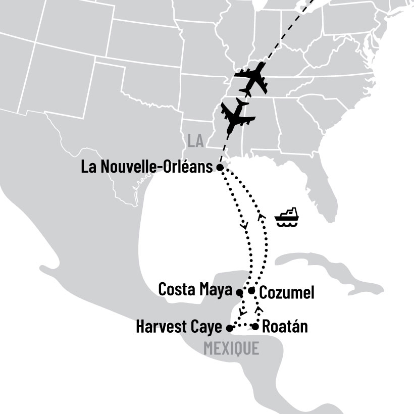 Duo Nouvelle-Orléans et croisière dans les Caraïbes de l'Ouest map